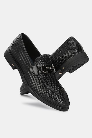 Lafattio Leather Textured Loafers 