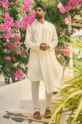 NAFS Chanderi Angarkha Style Kurta Set 