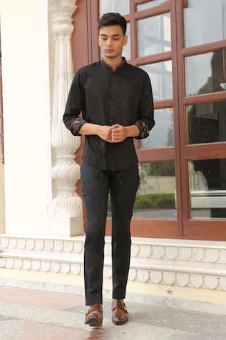 Printed Cuff Cotton Shirt 