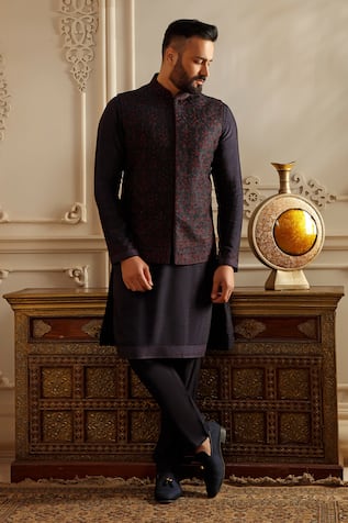 Vanshik Flora Garden Aari Embroidered Bundi Kurta Set 