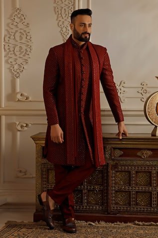 Vanshik Resham Sequin Embroidered Sherwani Set 