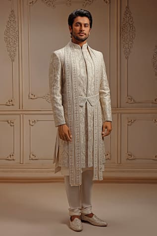 Vanshik Resham Pearl Bloom Embroidered Sherwani Set 