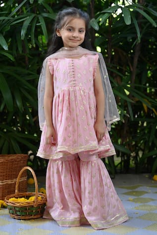 Floral Embroidered Kurta Sharara Set 