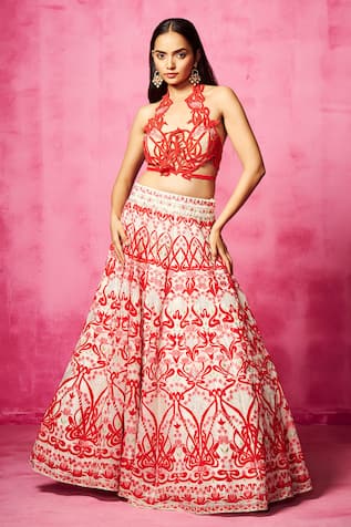 Neha Gursahani Embroidered Crop Top & Lehenga Set 