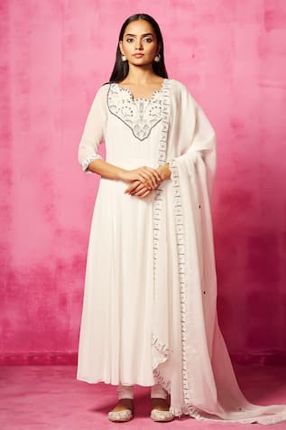 Neha Gursahani Yoke Embroidered Anarkali Churidar Set 