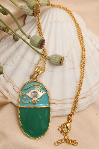 Evil Eye Carved Pendant Necklace 
