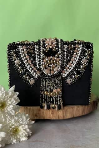 Nayaab By Sonia Crystal Embellished Box Clutch Bag 