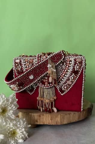 Nayaab By Sonia Beads Embellished Box Clutch Bag 