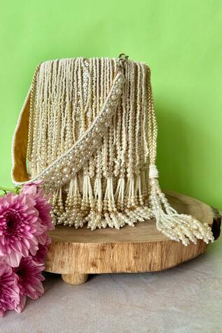 Nayaab By Sonia Gilt Cascade Pearl Embellished Potli 