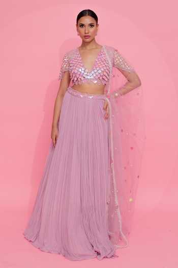Anshika Tak Label Sequin Embellished Blouse Lehenga Set 