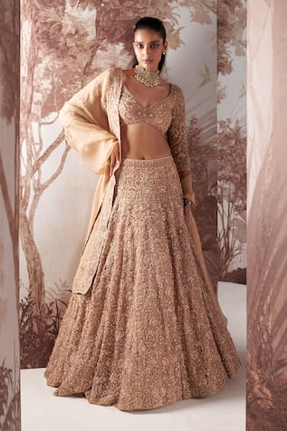 Sana Barreja Crystal Floral Embellished Bridal Lehenga Set 