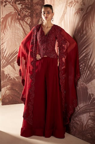 Sana Barreja Selina Bead Embroidered Jacket Sharara Set 