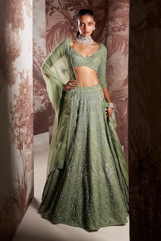 Sana Barreja Christine Crystal Embroidered Bridal Lehenga Set 