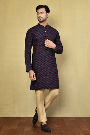 Abstract Print Cotton Kurta & Pyjama Set 