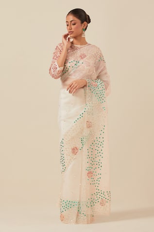 Ikshita Choudhary Sequin Embroidered Saree With Blouse 