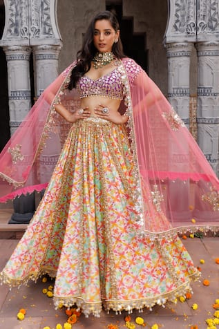 Elena Singh Fareeha Abstract Print Lehenga Set 