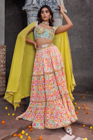 Elena Singh Fitri Tiered Printed Lehenga & Blouse Set 