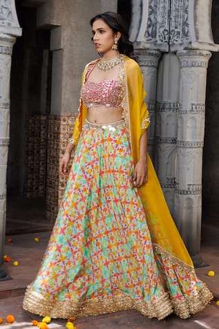 Elena Singh Sameeha Geometric Print Lehenga Set 