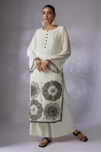 Shreeka Floral Applique Placement Kurta With Palazzo 