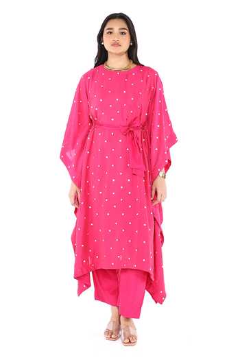 Komal Shah Floral Hand Embroidered Kaftan With Pant 