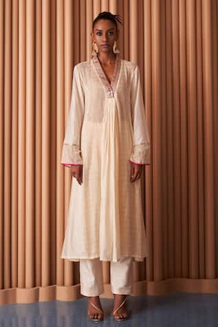 Rishi and Vibhuti Mary Embroidered A-Line Kurta Pant Set 