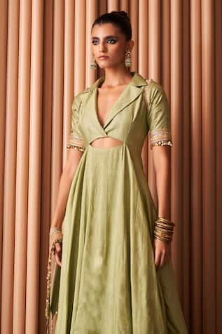 Rishi and Vibhuti Lapel Collar Laurel Maxi Dress 