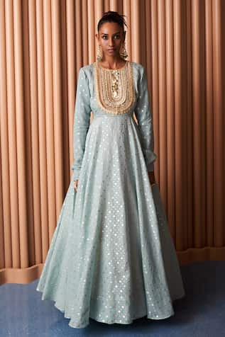 Rishi and Vibhuti Sterling Embroidered Yoke Anarkali With Dupatta 