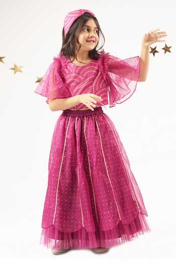 Lil Drama Bollywood Tadka Mukaish Work Ghagra & Choli Set 