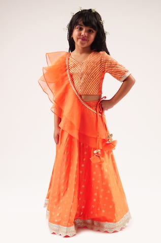 Buy TILISM Stylish Orange Lehenga Choli with Dupatta 10 - 11 Years Online  at Best Prices in India - JioMart.