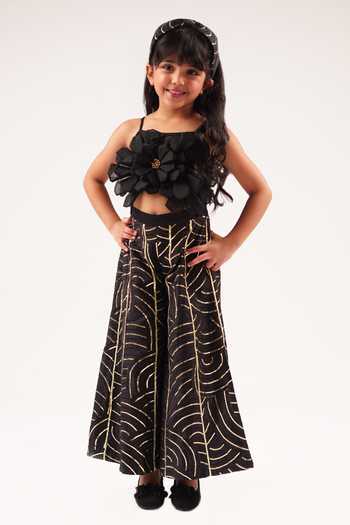 Lil Drama Bollywood Tadka 3D Flower Embroidered Jumpsuit 