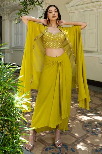 Mehak Sharma Placement Embroidered Cape Skirt Set 