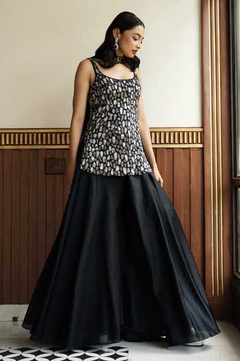 Mehak Sharma Abstract Cutdana Embellished Kurta Sharara Set 