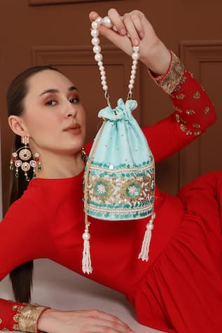 The Tan Clan Ama Pearl Handle Potli Bag 