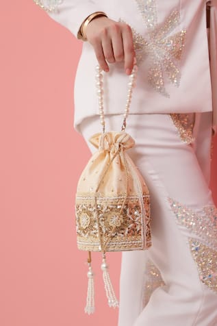 The Tan Clan Ama Floral Embroidered Potli Bag 