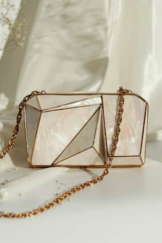 The Tan Clan Bushra 3D Mother Of Pearl Clutch 