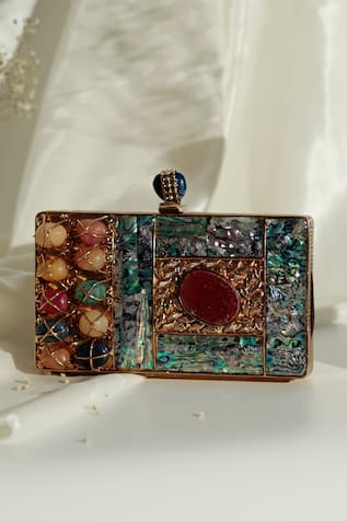 The Tan Clan Disha Mother Of Pearl Clutch 