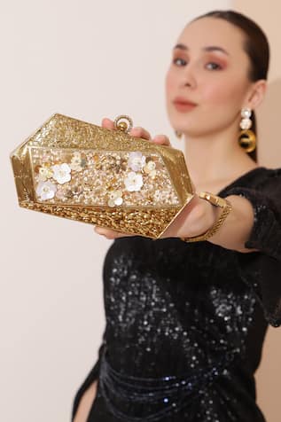 The Tan Clan Fatima Embellished Clutch 