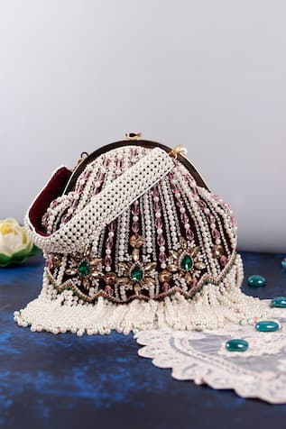 The Tan Clan Frida Stripe Embellished Batua Bag 