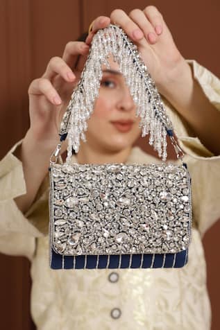 The Tan Clan Grace Rhinestone & Bead Embellished Clutch 