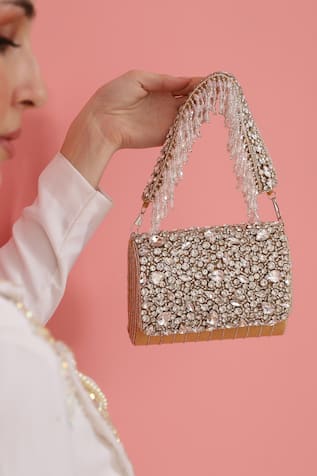 The Tan Clan Grace Stripe Embellished Clutch 