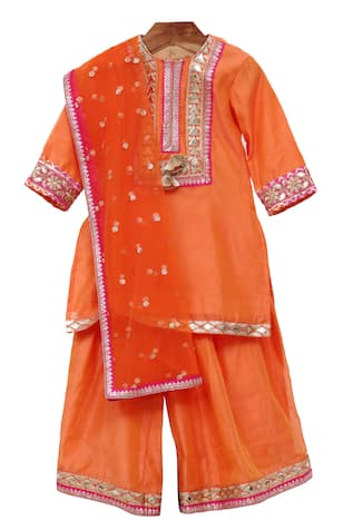 Minime Organics Gota Embroidered Kurta Sharara Set 