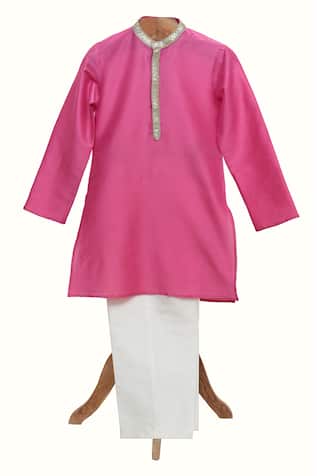 Minime Organics Sequin Embroidered Mandarin Collar Kurta Set 