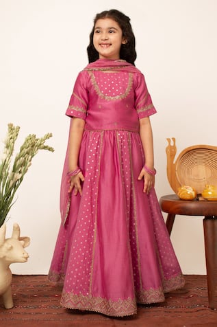 Boteh Chanderi Silk Panelled Lehenga Set 