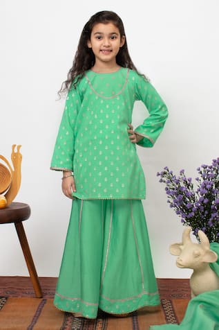 Boteh Chanderi Silk Butti Kurta With Sharara 