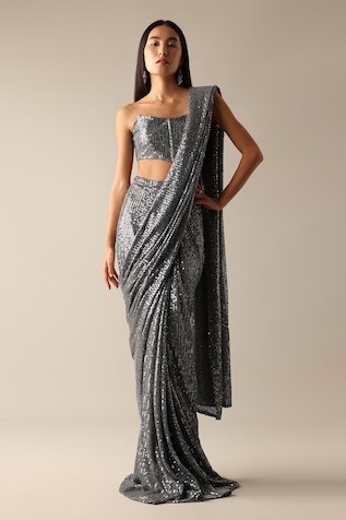 Deme X Kalki Erna Embroidered Pre-Pleated Saree With Blouse