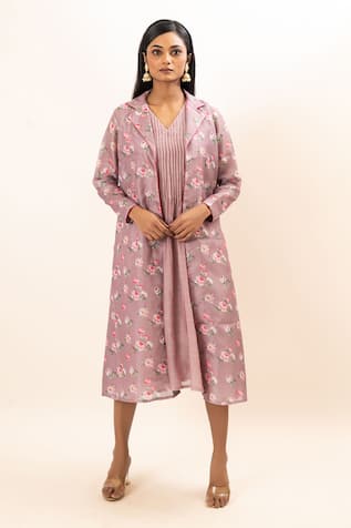 Floral Print Jacket With Dress 