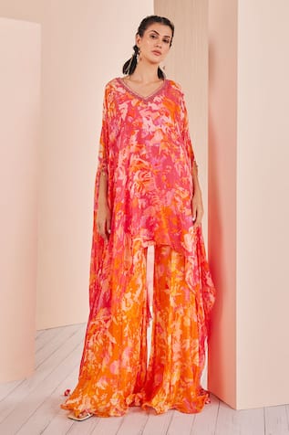 Printed Kaftan Kurta & Sharara Set 