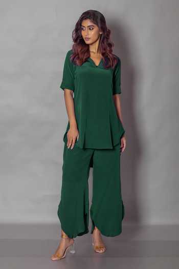 Vishwa By Pinki Sinha Plain Top & Pant Set 