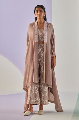 Surbhi Gupta Flora Boom Print Cape Trouser Set 