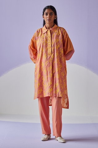 Surbhi Gupta Hand Block Print Long Shirt Trouser Set
